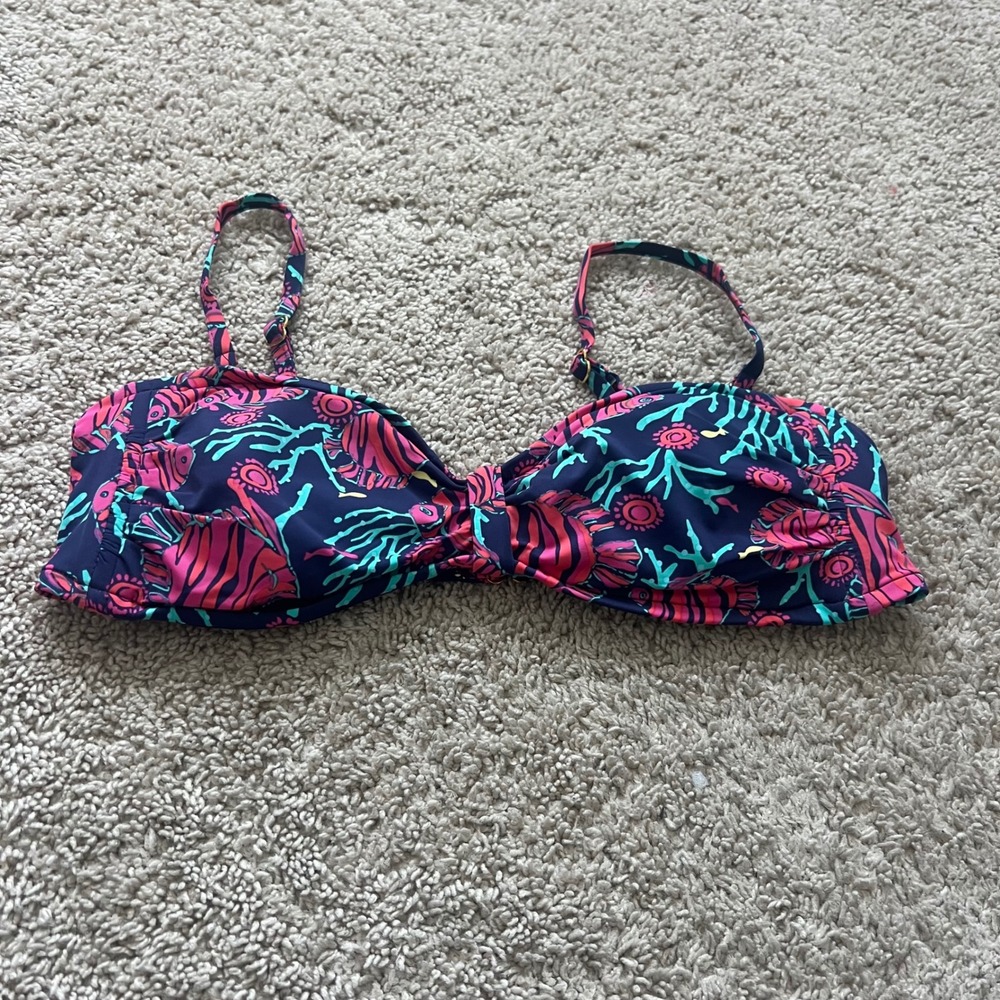 Lilly Pulitzer Bandeau Bikini Top Fish‎ Coral Size Medium
